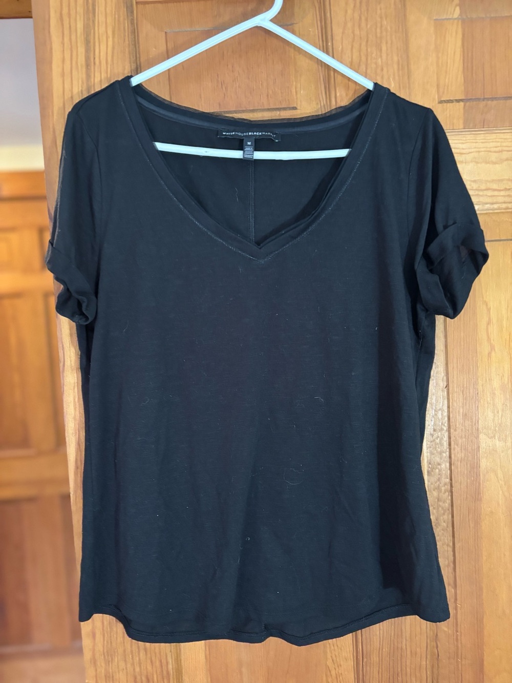 White House Black Market Black V‑Neck Short Sleeve Tee